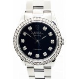Rolex Air King Stainless Steel Black Diamond Dial 34mm Automatic Watch